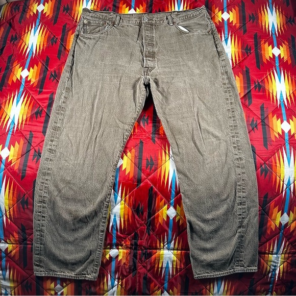 Levi's 501 White Oak Cone Denim Jeans 42x32 Button Fly 5 Pocket Tan Brown Work - Picture 1 of 12